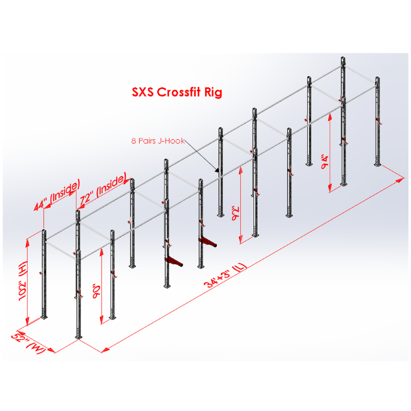 Crochets en J ATX universels pour racks power cage et rig de crossfit