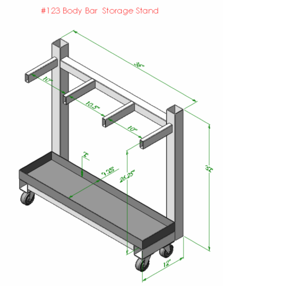 #123B Body Bar Rack dimensions