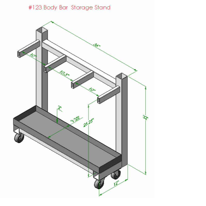 123B BODY BAR STORAGE RACK WITH WHEELS Power Body Fitness Inc